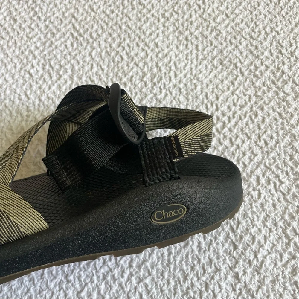 Chaco Mega Z Cloud Men's Wide Strap Outdoor Hiking Sandals Black Tan Size 14
